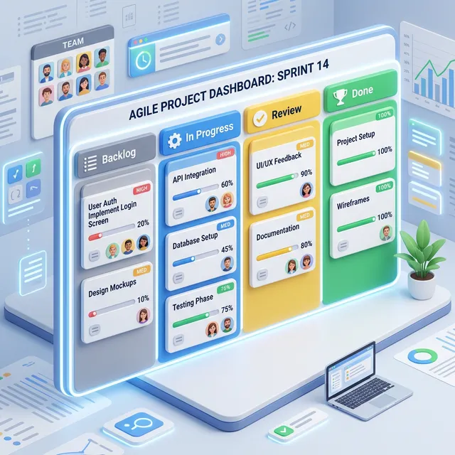 Process & Delivery Management 3D Illustration